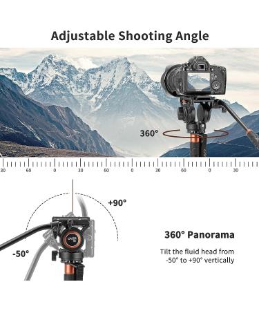 Cayer CF34 Carbon Fiber 71 Video Monopod Kit with Fluid Head and Folding Base - DSLR & Camcorder Telescopic Monopod Set - Buy Online on SooperMarket.com
