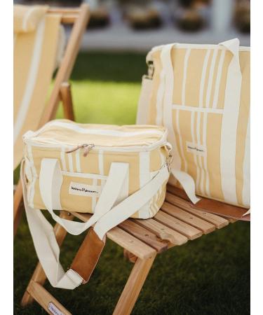Business & Pleasure Co. Premium Vintage Yellow Striped Cooling Bag | Perfect for Beach Days & Picnics | Keeps Food Fresh & Drinks Cold - 14L Insulated Lunch Bag - Buy Online on SooperMarket.com