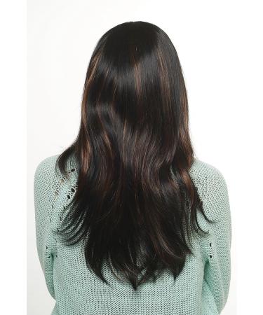 WIG ME UP SA022-2H30 | Long Black Straight Ladies Wig with Reddish Brown Highlights - International Shipping Available - Buy Online on SooperMarket.com
