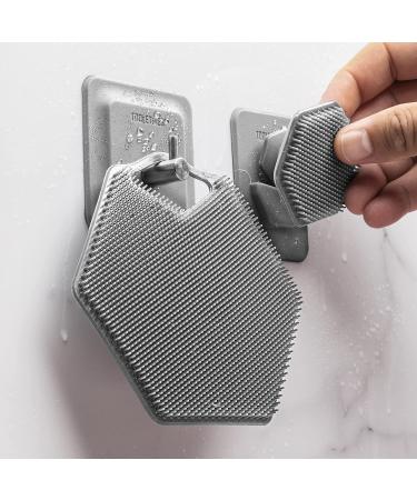 Tooletries Ultimate Scrubber Set - 2X Scrubbers & Holders - Silicone Organizer for Shower & Bathroom - Grey - Buy Online on SooperMarket.com