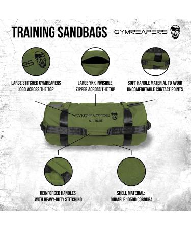 Gymreapers Strength Training Sandbags - Heavy Duty Workout Equipment for Home & Cross Training | Military Conditioning Exercises - OD Green (50-125 lbs) - Buy Online on SooperMarket.com