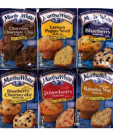 Martha White Muffin Mix Sampler Package with Favorite Banana Nut - 6 Pack of Various Flavors