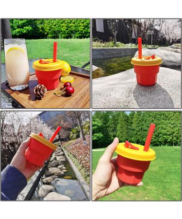 Farship Lifestyle Kids Cup with Straw and Lid - Reusable 12oz Silicone Mug for Teens - Spill-proof, Shatter-proof, BPA Free - Dishwasher Safe Tumbler for Children - Orange & Red 11oz - Buy Online on SooperMarket.com