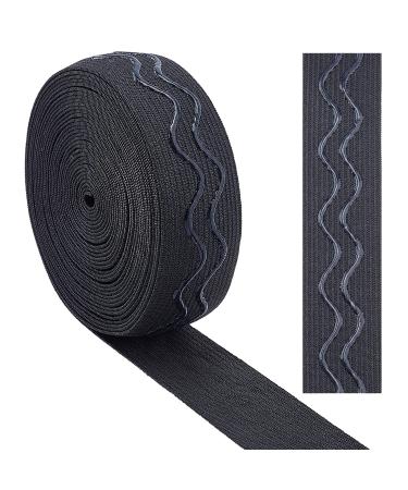 GORGECRAFT 5 Yards 1 Inch Wide Non-Slip Elastic Ribbon Wave Silicone Elastic Gripper Band Tape Stretch Rubbers Elastic Straps Belt Waistband for DIY Garment Sewing Crafts Sports Shorts  Black Black 1 inch x 5 Yards