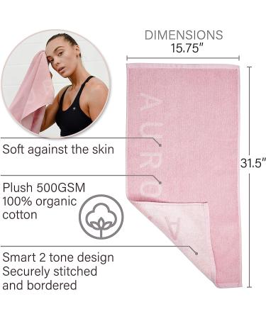 Organic Cotton Luxury Gym Towel for Women - Soft & Absorbent Workout Towel - Silver Infused Sports Towel - 31.5 X 15.75 inch - Pink - Buy Online on SooperMarket.com