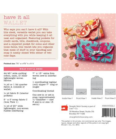 Have It All Wallet Sewing Pattern - DIY Accessory Project - Buy Online on SooperMarket.com