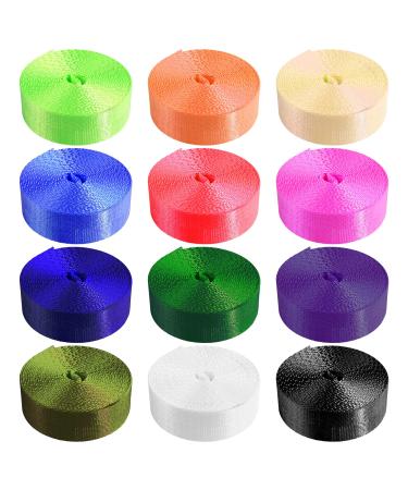 Grosun Nylon Webbing 1 inch Nylon Strap Webbing Straps Backpack Straps Nylon Belt for Indoor or Outdoor Gear, DIY Crafting, Handles, Luggage, Slings 1 inch 12 Colors