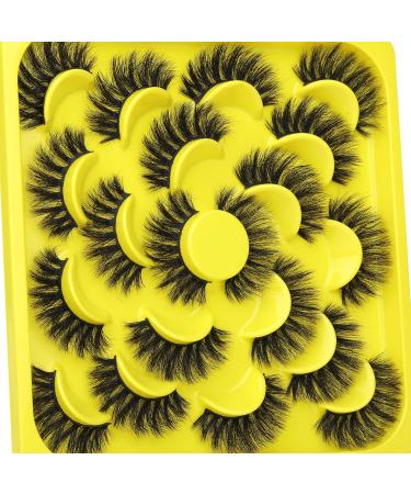 10 Pairs Pack 6D Thick Fluffy Faux Mink Eyelashes - 18mm Wispy Volume Extensions - Buy Online on SooperMarket.com