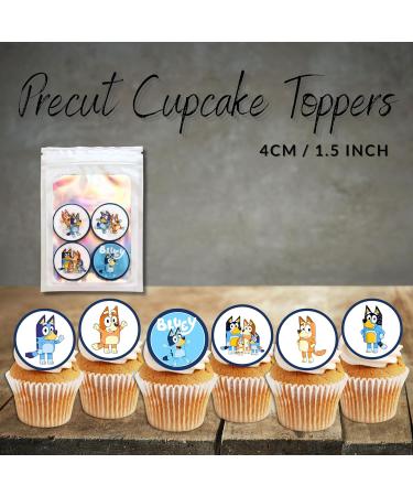 Blue Dog Cupcake Toppers (PRECUT Optional) #2 Edible Blue y Cake Topper Bluey Birthday Decorations Blue Family Edible Cake Topper Puppy Cake Decorations Blue y Party Decorations (PRECUT 12) 12 PRECUT - Buy Online on SooperMarket.com