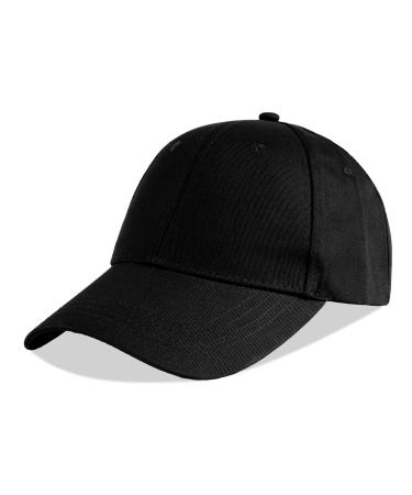 LANGZHEN Unisex Baseball Cap 100% Cotton Fits Men Women Washed Denim Adjustable Dad Hat Structured-black Large