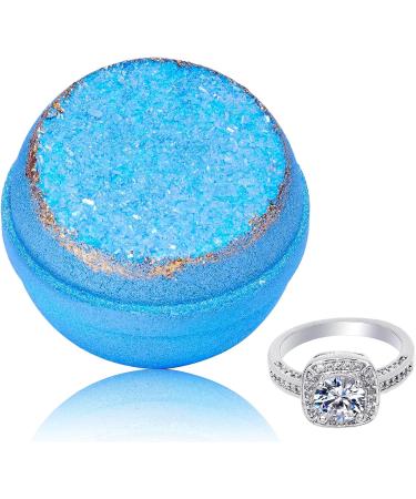 Blue Geode Bath Bomb with Size 8 Ring Inside | Extra Large 10 oz | Made in USA - Buy Online on SooperMarket.com