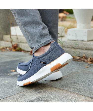 OrthoComfoot Men's Slip On Loafers with Arch Support - Canvas Boat Shoes for Extra Cushioning and Pain Relief - Vintage Flat Walking Shoes 11 W - Denim - Buy Online on SooperMarket.com