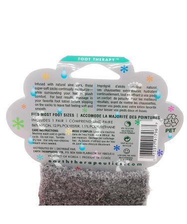 Earth Therapeutics Aloe Socks - Grey 1 Pack | Comfort & Moisture-Enhancing Foot Care - Buy Online on SooperMarket.com