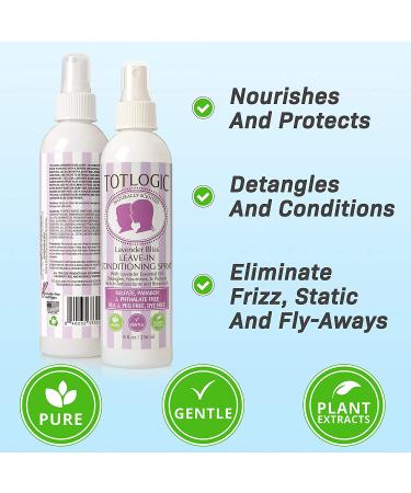 TotLogic Kids & Toddler Detangler Hair Spray, Lavender 8 oz - Natural Leave In Conditioner with Essential Oils - Buy Online on SooperMarket.com