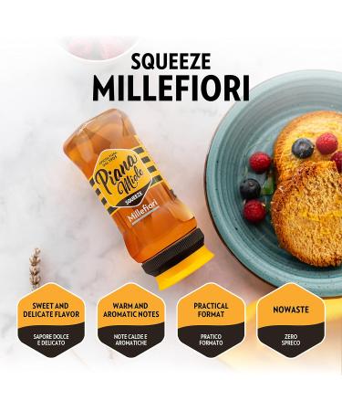 PIANAMIELE - Millefiori Honey in Squeezer Bottle of 380 gr Millefiori Liquid Honey Origin EU (Hungary-Italy) Amber Color Convenient Size with Stopper Dispenser Save Drop MILLEFIORI HONEY EU - Buy Online on SooperMarket.com