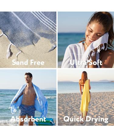 WETCAT Turkish Beach Towel 38x71 100% Cotton - Quick Dry, Sand Free, Oversized Towel for Adults - Aqua - Buy Online on SooperMarket.com
