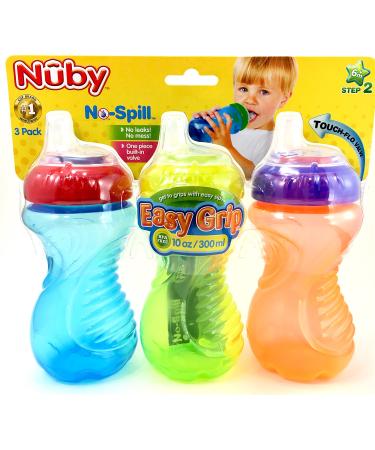 Nuby No Spill Easy Grip 10 Oz Sippy Cups 3 Pack