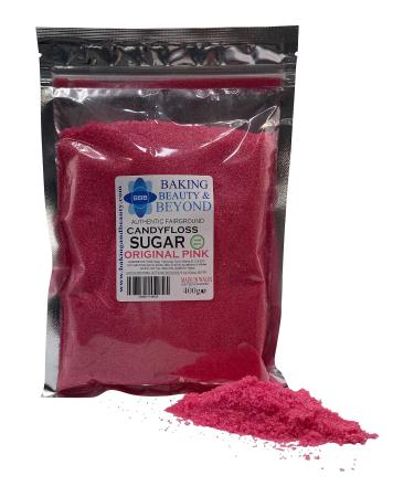 Baking Beauty and Beyond Premium Floss Sugar for Cotton Candy - Cotton Candy Flossing Sugar with Natural Ingredients Balk Floss Sugar 400g - Original Pink Flavour