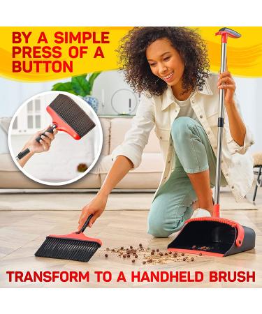 Long Handle Broom and Dustpan Set - Kitchen and Lobby Cleaning Combo - Red - Buy Online on SooperMarket.com