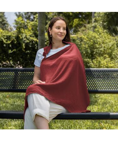 Comfy Cubs Muslin Nursing Cover - Soft & Breathable Cotton Breastfeeding Apron for Mom with Rigid Hoop - Wine Color - Buy Online on SooperMarket.com