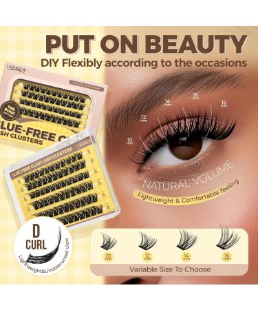 LASHVIEW Self Adhesive Eyelash Clusters - No Glue Needed 10-16mm Press-on Lash Extension Kit with Tweezers | Natural DIY Eyelash Extensions (F21) ZNF21 - Buy Online on SooperMarket.com