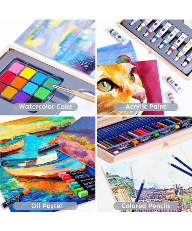 85 Piece Deluxe Wooden Art Set with Easel and Drawing Pads - Creative Gift Box for Teens & Adults | Art Supplies Kit for Painting & Drawing - Buy Online on SooperMarket.com