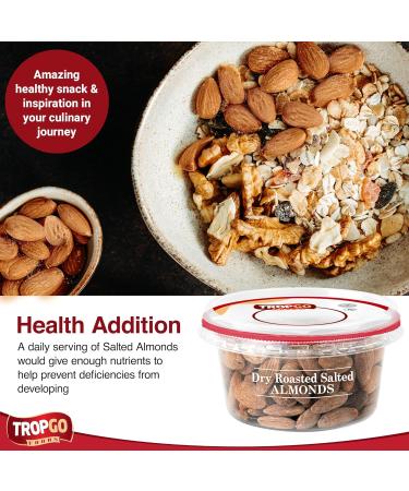 Tropgo Roasted Salted Almonds 180g Tub - Almond Nuts in Resealable and Recyclable Tub - Wholesome Trail Mix with Fibre Protein and Essential Minerals - Healthy Nuts for All Ages - Buy Online on SooperMarket.com
