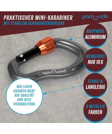 Pamindo Mini Carabiner Set - Screw Cap Aluminum Key Ring Hooks (2x Anthracite) for Outdoor & Travel - Buy Online on SooperMarket.com