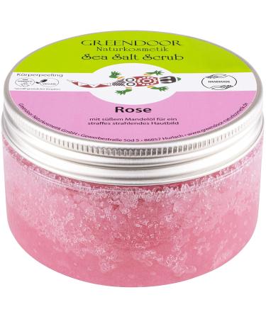 Greenendoor Body Peeling Sea Salt Rose - Natural Microplastic-Free Women's Scrub 280g - Preservative-Free with Almond Oil Flowery Rose Fragrance Ideal for Sauna & Shower - Buy Online on SooperMarket.com