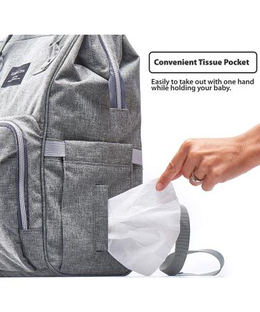 KiddyCare Diaper Bag Backpack with Adjustable Shoulder Straps - Spacious and Stylish Baby Diaper Bag for Boys and Girls in Grey - Buy Online on SooperMarket.com