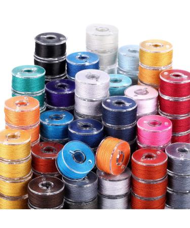 144 Pieces Prewound Bobbins Sewing Thread Bobbins Compatible with Brother/Babylock/Janome/Elna/Singer Embroidery Machine, Size A (24 Colors)