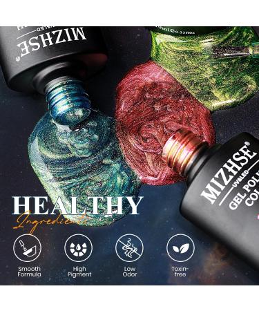 MIZHSE 9D Cat Eye Gel Nail Polish Set - 6 Colors with 2 Magnetic Sticks | Chameleon Galaxy Effect | Soak Off Nail Art Gift for Ladies - Buy Online on SooperMarket.com