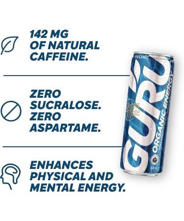 GURU Organic Energy Drink - Yerba Mate - Unlock Your Energy Potential - Naturally Sweetened with Monk Fruit and Stevia - No Sucralose - Plant Based Ingredients - Healthy Energy - 355 ml (Pack of 24) - Buy Online on SooperMarket.com