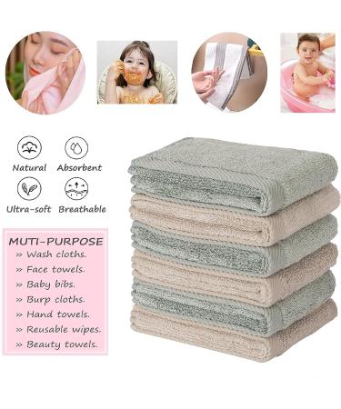 Mother-Earth Face Towel Set - 12x12 Inches, 6 Pack (Blueish Green-Light Brown) | Premium Soft Washcloths for Sensitive Skin | Cotton Hand Towels for Bathroom - Buy Online on SooperMarket.com