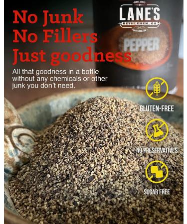 Lane's 16 Mesh Ground Black Pepper - Premium Butcher's Cut Coarse Pepper for Grilling & Cooking | All Natural | Gluten Free | 8 oz - Buy Online on SooperMarket.com