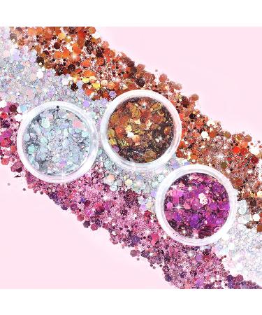 Body Glitter SUPGIFT 130g Holographic Chunky Cosmetic Chameleon Sequins - 15 Colors for Makeup, Hair, Nail Art, Slime, Craft, Resin - Includes Brush and 5 Spoons - Buy Online on SooperMarket.com