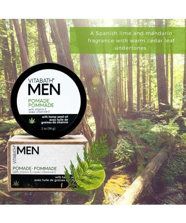 Vitabath Men's Pomade - Medium Hold with Hemp & Beeswax | Natural Hair Styling for Men - Lime & Cedarleaf Scent - 2 oz - Buy Online on SooperMarket.com