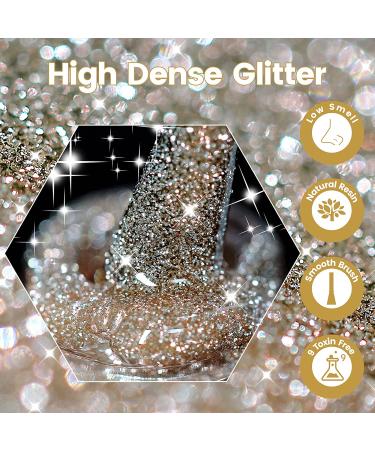 YTD Likomey Reflective Glitter Gel Nail Polish 15ml - Champagne Gold Sparkly Disco DJ Nail Gel - UV Soak Off Varnish for Salon & DIY Manicure - Buy Online on SooperMarket.com