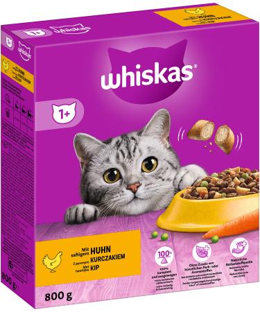 Whiskas Adult 1+ Dry food chicken 5x800g (5 packs) - dry cat food for adult cats - Different product packaging available