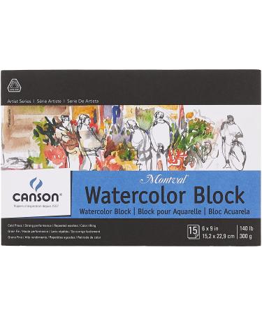 Canson Artist Series Montval Watercolor Paper, Fold Over Block, 6x9 inches, 15 Sheets (140lb/300g) - Artist Paper for Adults and Students - Watercolors, Mixed Media, Markers and Art Journaling 6" x 9"
