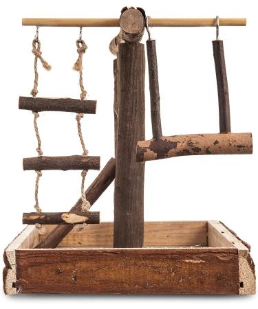 LIVIVO Natural Wooden Bird Playground Budgie Canary Ladder Swing Perch Pet Fun Small - Buy Online on SooperMarket.com