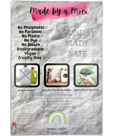 Laundry Detergent Sheets - MAMA EARTH | Eco-friendly Biodegradable Plastic Free | 60 Loads Unscented - International Shipping Available - Buy Online on SooperMarket.com