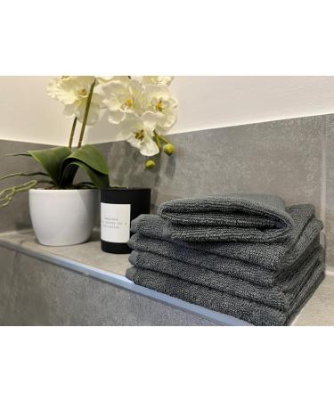 Zollner 10 Set Seif Towels 30x30 cm | Soft Super Absorbent Dark Gray Washcloths | Hotel Quality Cotton | Washable up to 60 C - Buy Online on SooperMarket.com