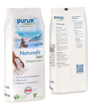 Purux Dead Sea Salt Bath Salt - Natural White 1kg | Sustainably Packaged Revitalize & De-stress - Buy Online on SooperMarket.com