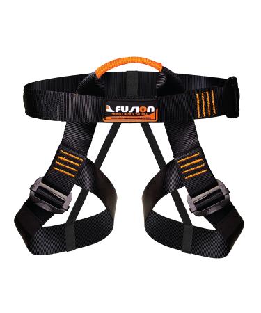 Fusion Climb Centaur Half Body Harness Black M-XL for Climbing Gym & Rope Course (TCH-107-2139-BLKORG)