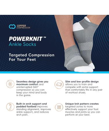 Copper Compression Ankle Sport Socks - 3 Pairs (Men & Women) - Small Size - Multicolor - Buy Online on SooperMarket.com