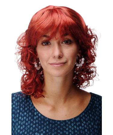 WIG ME UP - Ladies Wig Romantic Red Fire Red curly tips medium length 45 cm MC008-137