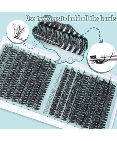 TOOCHUNAG Individual Lashes 40D+50D 320 Clusters Lash Extension - Natural Fluffy Eyelashes for DIY Home Extensions - Buy Online on SooperMarket.com