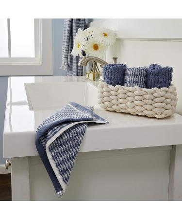SKL Home Longborough 100% Turkish Cotton Washcloth Set - 12x12 - Denim Blue - 4 Pack - Buy Online on SooperMarket.com