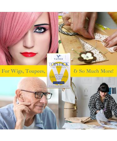 Vapon Topstick - Original Men's Grooming Tape | Clear Double-Sided Tape for Toupees & Wigs | 150 Count (3 Boxes) | Strong Adhesive Strips & Bonus Key Chain - International Shipping Available - Buy Online on SooperMarket.com
